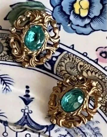 영국 빈티지 주얼리 작은 귀걸이 블루