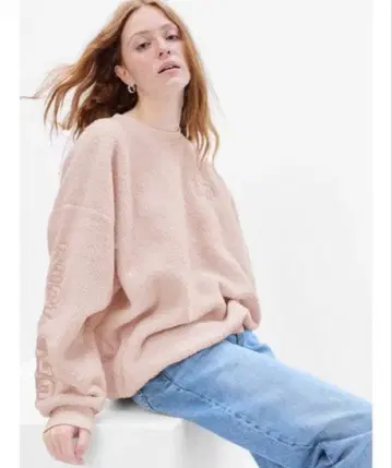 GAP 로고 보아 맨투맨 핑크 여성용 갭 맨투맨