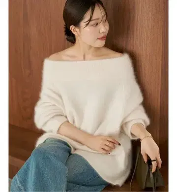 Plage Fur Off Neck 니트 화이트