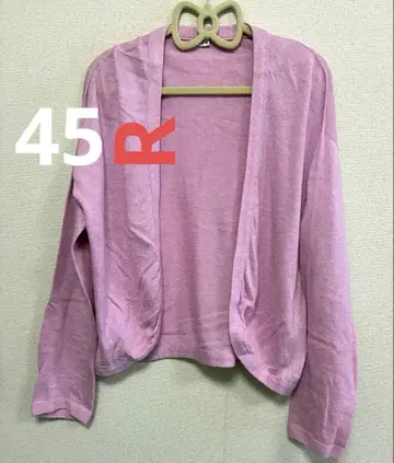 45R 코튼 거즈 볼레로 가디건 핑크 사이즈 3 드롭 숄더