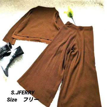 s.j.ferry 리브 울 혼방 셋업 브라운