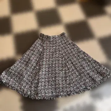 트위드 플레어 스커트 블랙 화이트 핑크