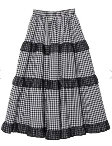 푸뉴즈 깅엄 체크 스커트 [ 블랙 ]