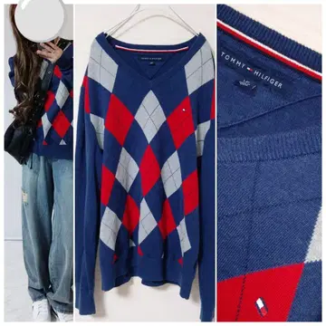 타미힐피거 men's 아가일 무늬 니트