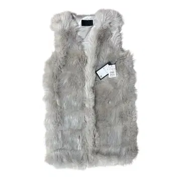 택 포함 새상품 scot club 스콧 클럽 퍼 롱 베스트 라이트 그레이