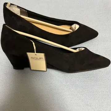 SOUP 블랙 스웨이드 웨지솔