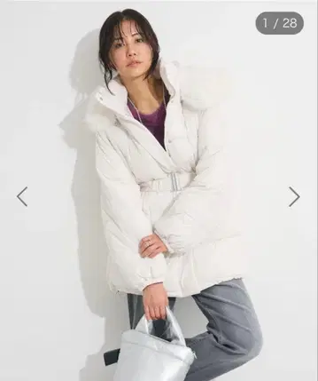 Green Parks swing by 파이버 다운 벨트 부착 코트