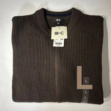 [ 새상품 ] 유니클로 C 크루넥 풀 집업 가디건 다크 브라운 L
