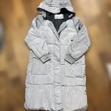 실버 후드 부착 롱 자켓 XL