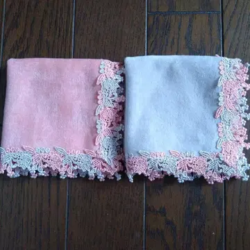 친 레이스 타월 손수건 로즈 힙 2장 세트