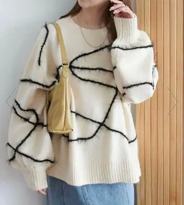 DISCOAT 멜란지 얀 선 패턴 풀오버 아이보리