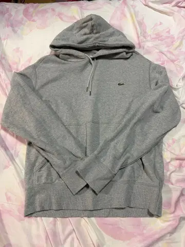 LACOSTE 그레이 후드 부착 후드티 US L