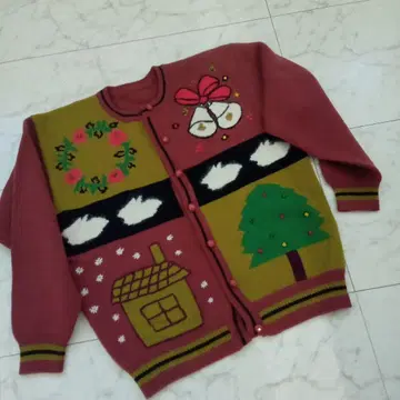 미사용, 크리스마스 모티브 니트 가디건