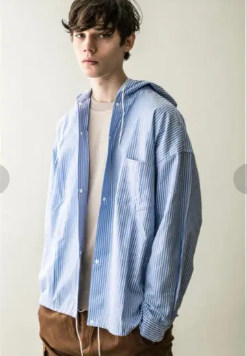 MONKEYTIME OX STRIPE 오버사이즈 후드 셔츠