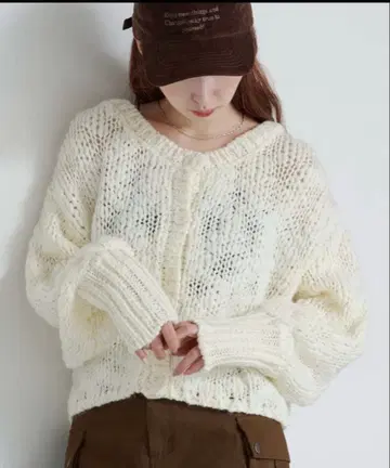 카스타네 BIG 슬라브 니트 가디건 아이보리