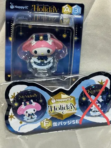 산리오 Happy 복권 A상 마이멜로디 세트 피규어&캔뱃지