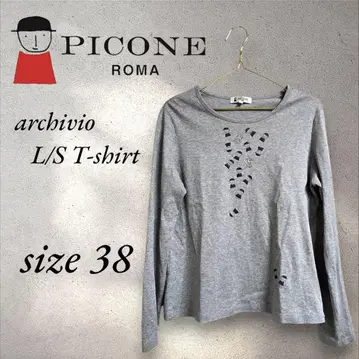 완판템! PICONE 피코네 비쥬 장식 코튼 100 긴팔 티셔츠 그레이