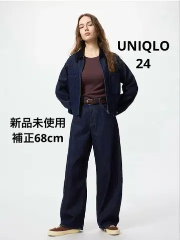 [ 미사용 새상품 ] UNIQLO 배기 커브 청바지 NAVY 24