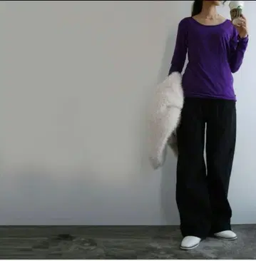 [ 미사용 ] and it 앤잇 스트레치 트윌 세미 와이드 팬츠