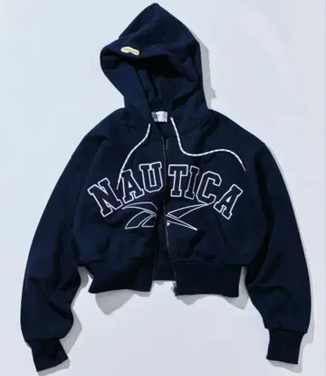 Reebok x NAUTICA/더블 네임 크롭 지퍼 후디