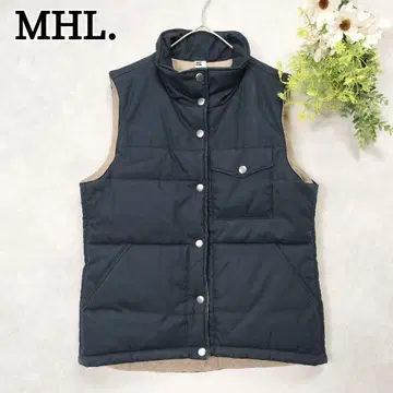 MHL. 마가렛호웰 충전솜 베스트 울 네이비 스탠드 카라