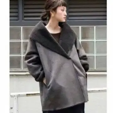 GALLARDA GALANTE 보아 코트 페이크 무스탕 차콜 그레이