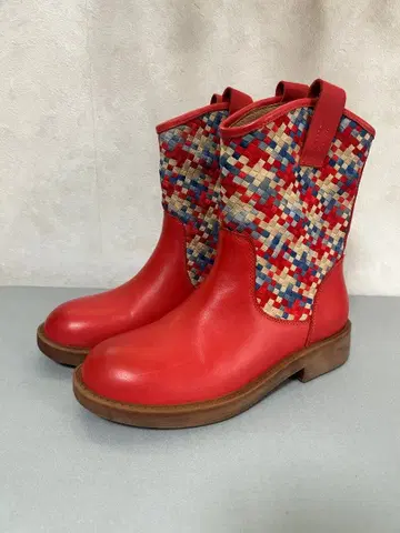 [ 핸드메이드 ] 소가죽 여성용 뜨개질 신발 24cm