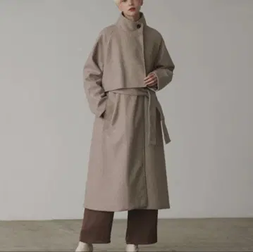 Lian 스탠드 칼라 케이프 코트