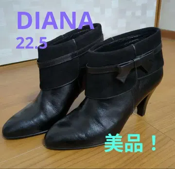 DIANA 블랙 부츠 22.5 천연 가죽 스웨이드