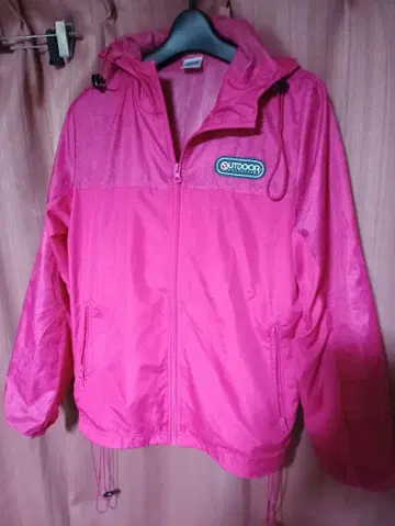 OUTDOOR 아웃도어 후드 부착 쇼킹 핑크 마운틴 파카 M