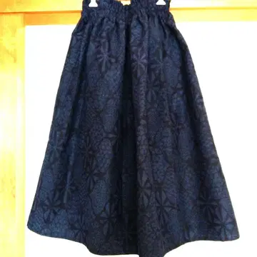 기모노 리메이크 다크 블루 플레어 스커트 [ 프리 사이즈 ]