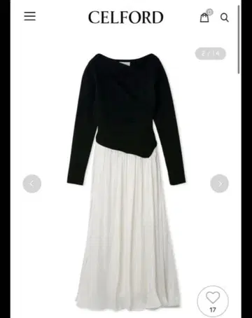 CELFORD 아지메 넥 니트 도킹 원피스 36