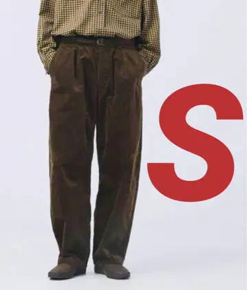 UNIQLO U 코듀로이 턱 와이드 팬츠 브라운 S 사이즈