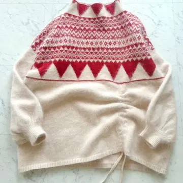 새상품급 COEL 코엘 페어아일 보틀넥 니트 레드 x 아이보리