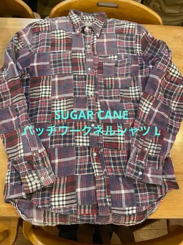 빅 SUGAR CANE 패치워크 플란넬 셔츠 L