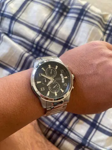 쿼츠 손목시계 크로노그래프 블랙/실버