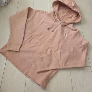 Champion Reverse Weave 후드티 핑크 짧은 기장