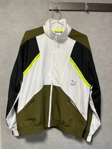 [컨디션 최상] PUMA 스포츠 자켓 L 화이트/올리브/블랙