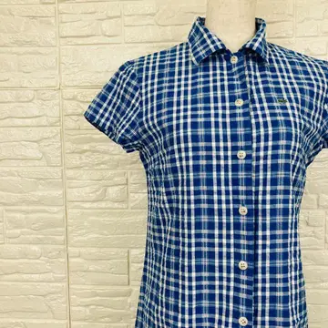 라코스테 LACOSTE 원피스 체크 무늬 반팔 M [2734-19]