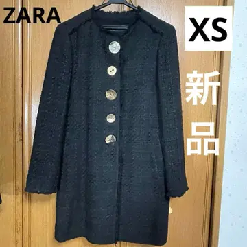 [ XS 사이즈 B급 ] ZARA 블랙 트위드 코트 여성용 블랙