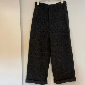 TOKIHO 버튼 플라이 울 와이드 팬츠 1 블랙