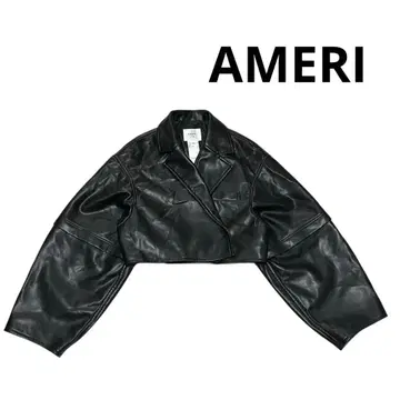 AMERI 인조 가죽 크롭 자켓
