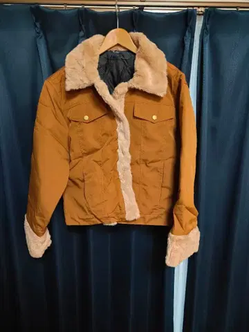 브라운 퍼 옷깃 숏 자켓