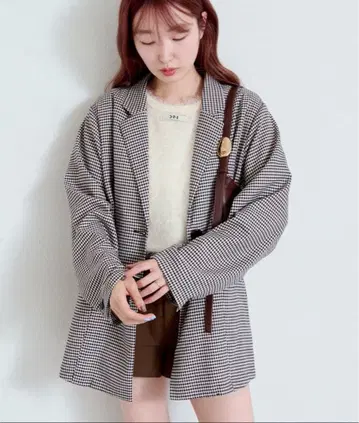 kastane [안감 없음] 체크 셔츠 자켓 블랙