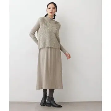 택 포함 새상품 2WAY 샤기 베스트 니트 원피스 세트 그레이지