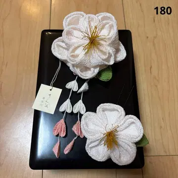 180 삼비 동백 화이트 머리 장식 성인식 후리소데 시치고산 하카마