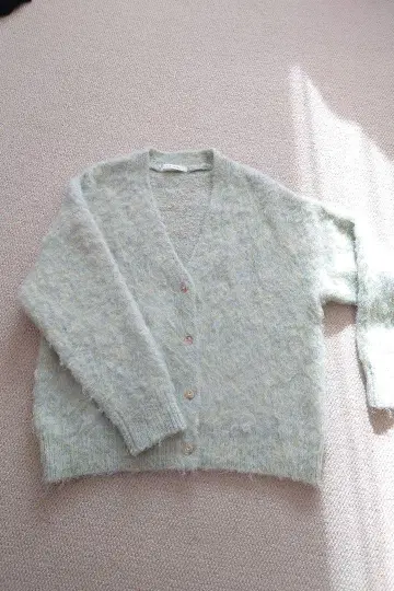 렙심 [ F ] 모헤어풍 포근한 V넥 니트 가디건 그린