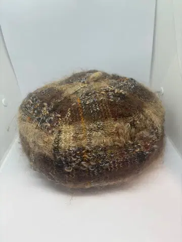 CA4LA 카시라 내추럴 브라운 체크 베레모 모헤어