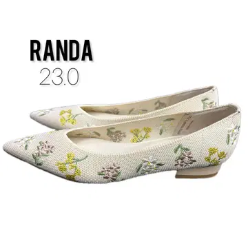 RANDA 포인트 꽃무늬 플랫 슈 자수 23.0