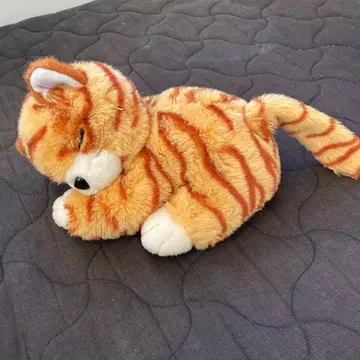 고양이 봉제 인형 오렌지와 브라운 줄무늬